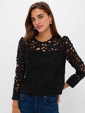Tuckernuck Hyacinth House NWT $148 Elodie Lace Blouse Black Small SOLD OUT